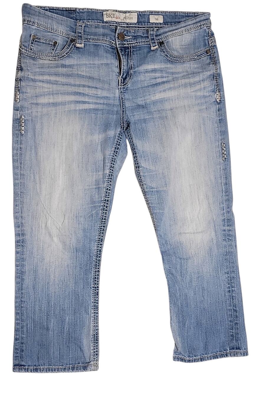 BKE Payton Women's Mid-Rise Cropped Jeans Faded Light Blue Wash Size 34 EUC